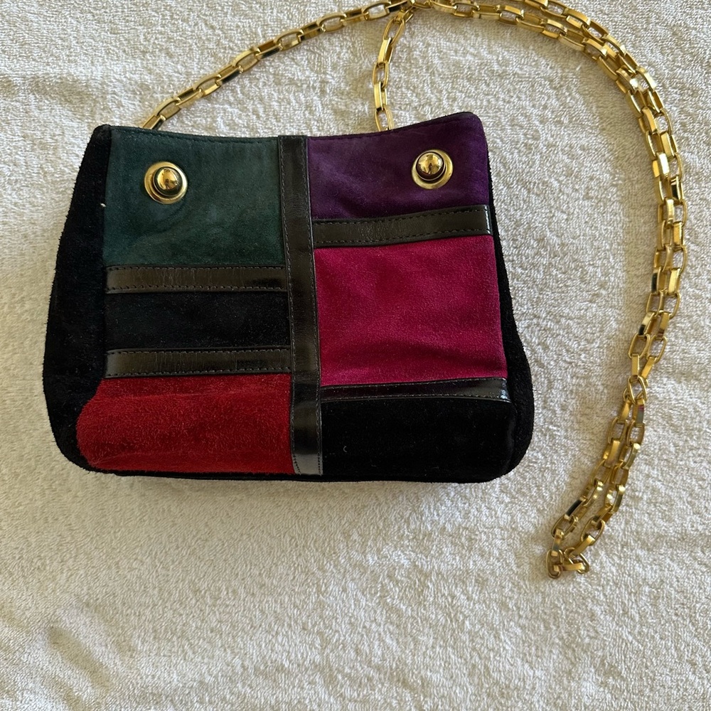 Multicolor Suede Patchwork Shoulder Bag - image 1